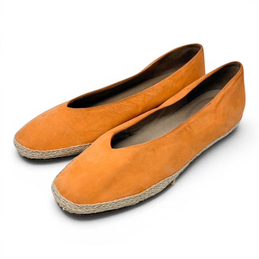 Eileen Fisher Petals Espadrille Ballet Flats Orange Suede Slip On Women's Size 9